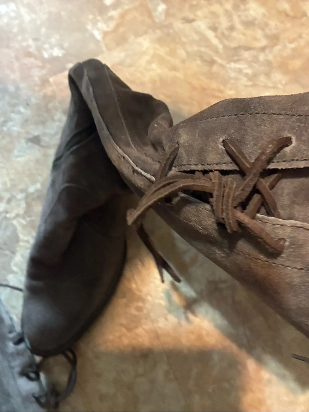 Born Suede Boots in Taupe Brown with lace up back-side zip-stunning! 7M